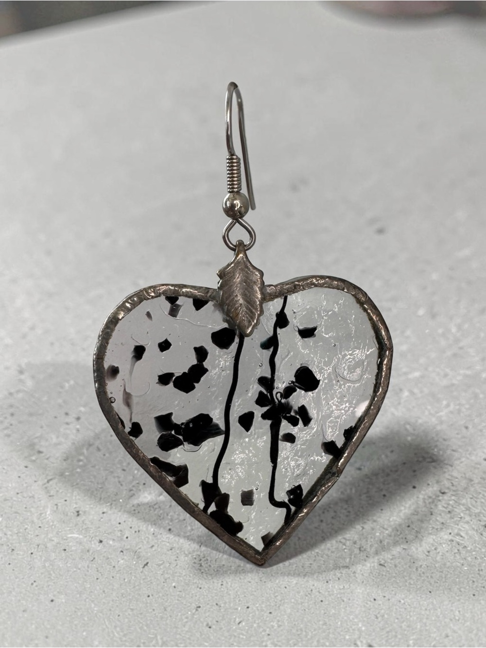 Handcrafted Clear Heart Dangle Earrings - SKU D